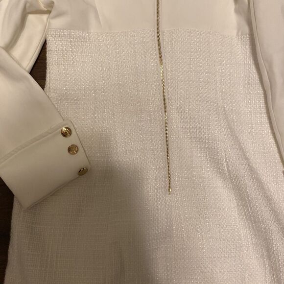 Gabby White Collard Tweed Long Sleeve Dress - Picture 10 of 10